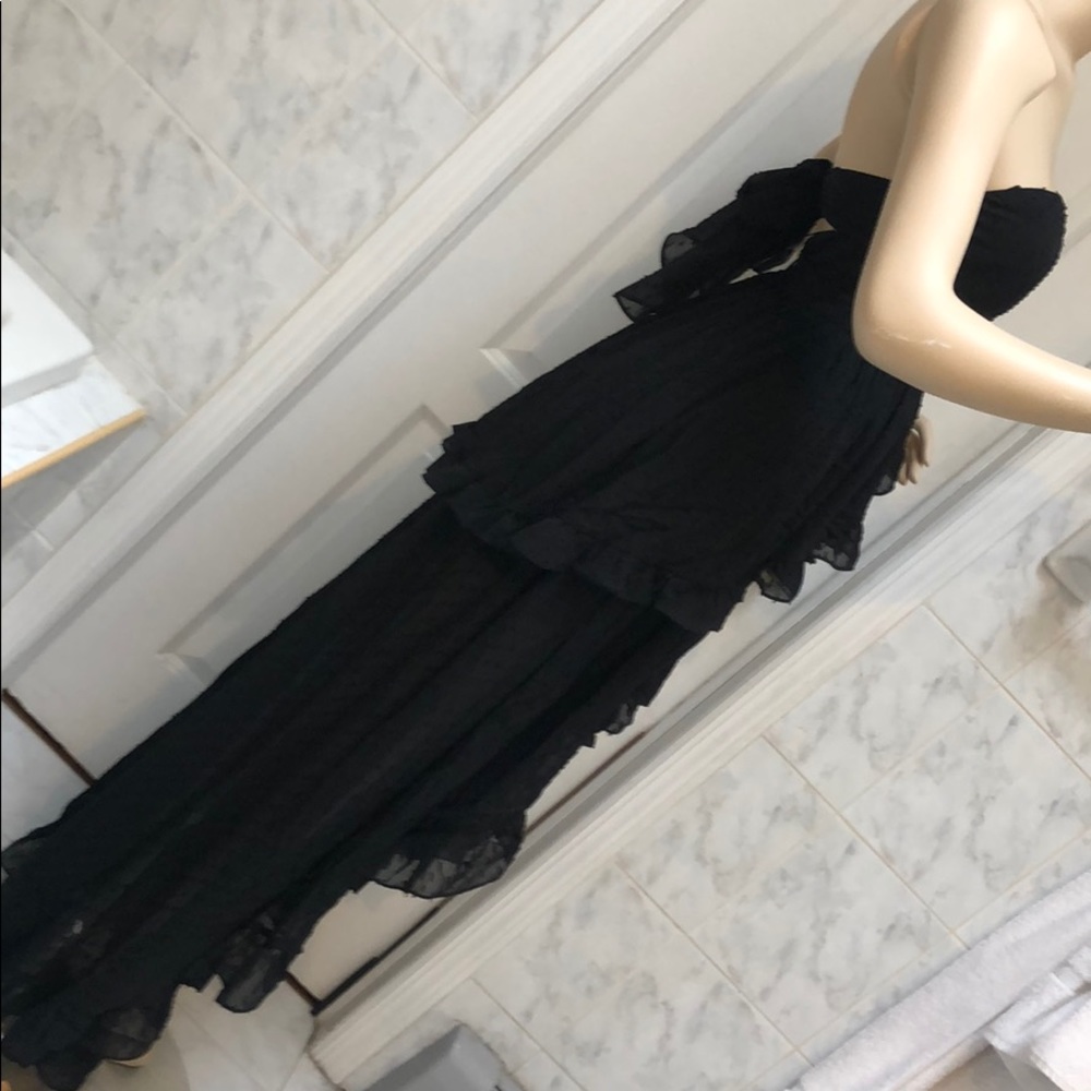 BLACK HIGH LOW SWEEAT HEART MAXI DRESS - Picture 7 of 8